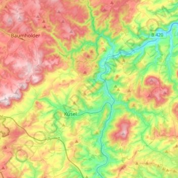 Mappa topografica Kusel-Altenglan, altitudine, rilievo