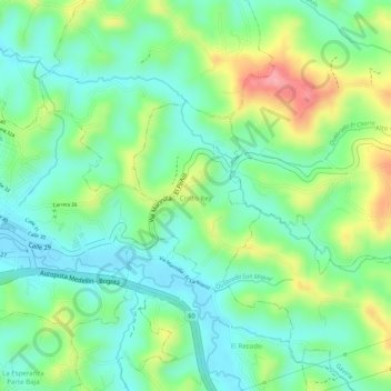 Mappa topografica Cristo Rey, altitudine, rilievo