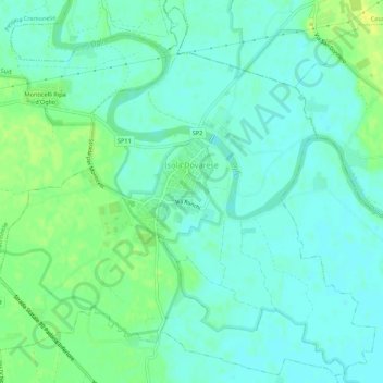 Mappa topografica Isola Dovarese, altitudine, rilievo