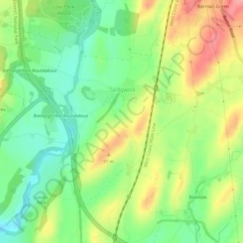 Mappa topografica Sedgwick, altitudine, rilievo