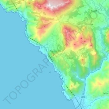Mappa topografica Maratea, altitudine, rilievo