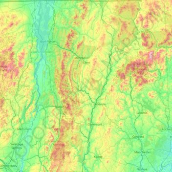 Mappa topografica Vermont, altitudine, rilievo