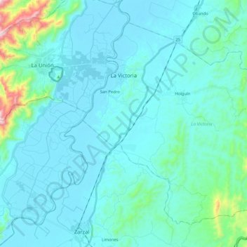 Mappa topografica La Victoria, altitudine, rilievo