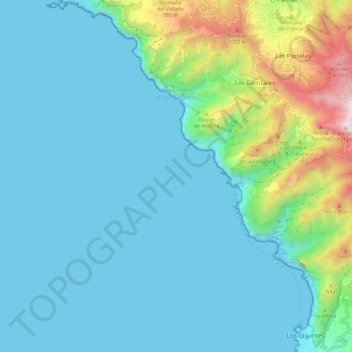 Mappa topografica Acantilados de los Gigantes, altitudine, rilievo