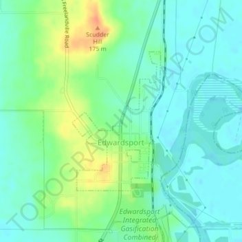 Mappa topografica Edwardsport, altitudine, rilievo
