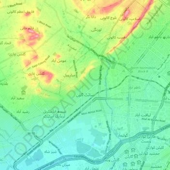 Mappa topografica SITE Town, altitudine, rilievo