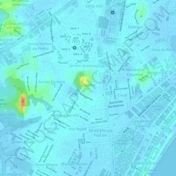 Mappa topografica Brisamar, altitudine, rilievo