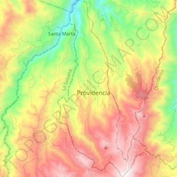 Mappa topografica Providencia, altitudine, rilievo