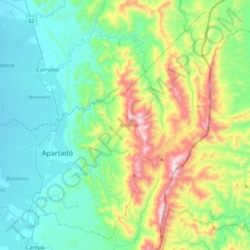 Mappa topografica Apartadó, altitudine, rilievo