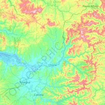 Mappa topografica Chone, altitudine, rilievo