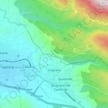 Mappa topografica Sirignano, altitudine, rilievo
