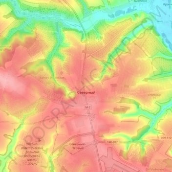 Mappa topografica городское поселение Северный, altitudine, rilievo