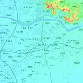 Mappa topografica 彭集街道, altitudine, rilievo