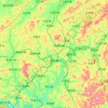 Mappa topografica 通化县, altitudine, rilievo