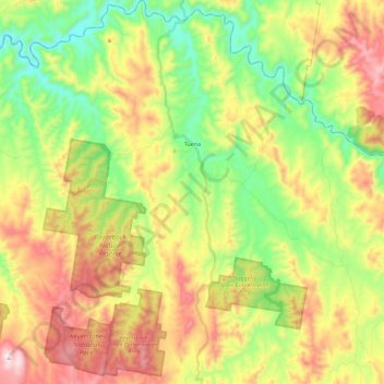 Mappa topografica Tuena, altitudine, rilievo