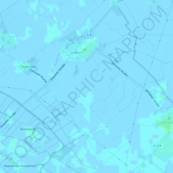 Mappa topografica Jennelt, altitudine, rilievo