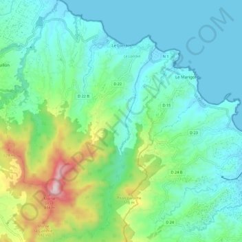 Mappa topografica Le Lorrain, altitudine, rilievo