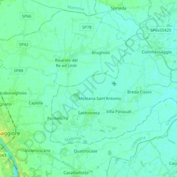 Mappa topografica Sabbioneta, altitudine, rilievo