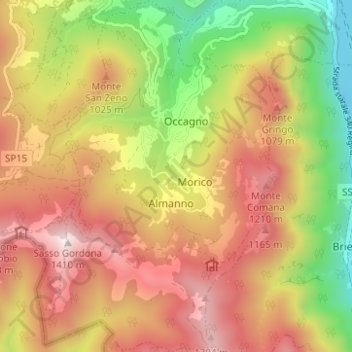 Mappa topografica Schignano, altitudine, rilievo