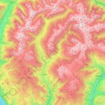 Mappa topografica Sarentino, altitudine, rilievo