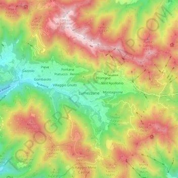 Mappa topografica Lumezzane, altitudine, rilievo