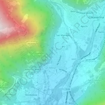 Mappa topografica Mese, altitudine, rilievo