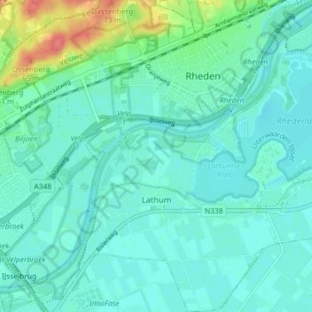 Mappa topografica Lathum, altitudine, rilievo