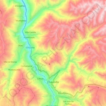Mappa topografica Chavinillo, altitudine, rilievo