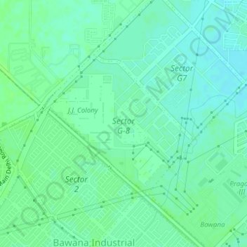 Mappa topografica Sector G-8, altitudine, rilievo