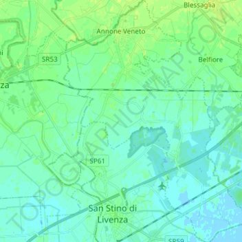 Mappa topografica Annone Veneto, altitudine, rilievo