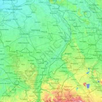 Mappa topografica Limburg, altitudine, rilievo