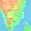 Mappa topografica Tamil Nadu, altitudine, rilievo