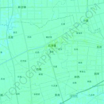 Mappa topografica 石港镇, altitudine, rilievo