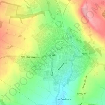 Mappa topografica Crook, altitudine, rilievo