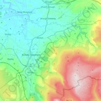 Mappa topografica Kaber, altitudine, rilievo