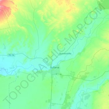 Mappa topografica Sullana, altitudine, rilievo