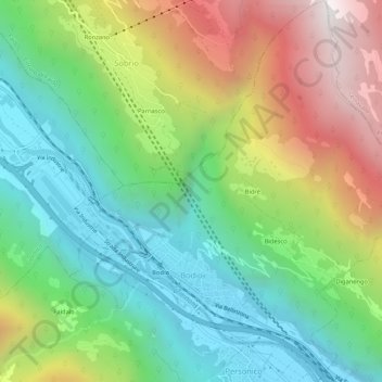 Mappa topografica Bodio, altitudine, rilievo