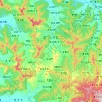 Mappa topografica 高而办事处, altitudine, rilievo
