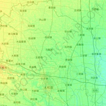 Mappa topografica 太和县, altitudine, rilievo
