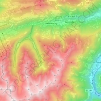Mappa topografica Corteno Golgi, altitudine, rilievo