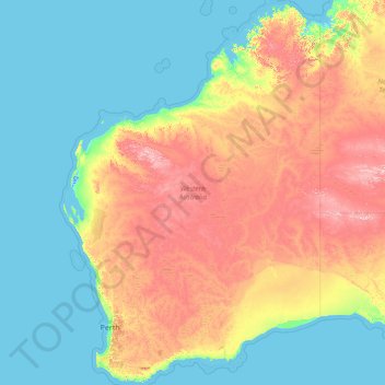Mappa topografica Western Australia, altitudine, rilievo