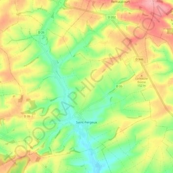 Mappa topografica Saint-Fergeux, altitudine, rilievo