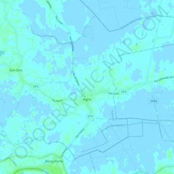 Mappa topografica Agna, altitudine, rilievo
