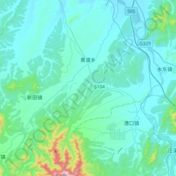 Mappa topografica 黄渡乡, altitudine, rilievo