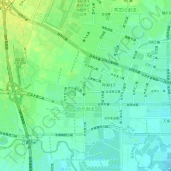 Mappa topografica 蔡桥街道, altitudine, rilievo