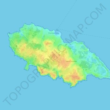 Mappa topografica Île d'Yeu, altitudine, rilievo