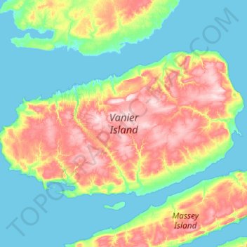 Mappa topografica Vanier Island, altitudine, rilievo