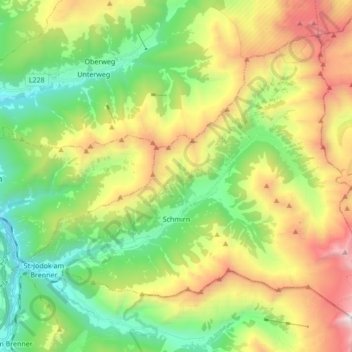 Mappa topografica Schmirn, altitudine, rilievo