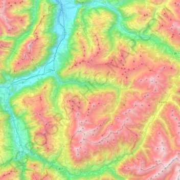 Mappa topografica Alpi del Plessur, altitudine, rilievo