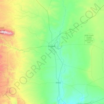 Mappa topografica Chaves County, altitudine, rilievo